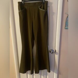 C Wonder by Christian Serrano Olive Green Flared Women's Pants